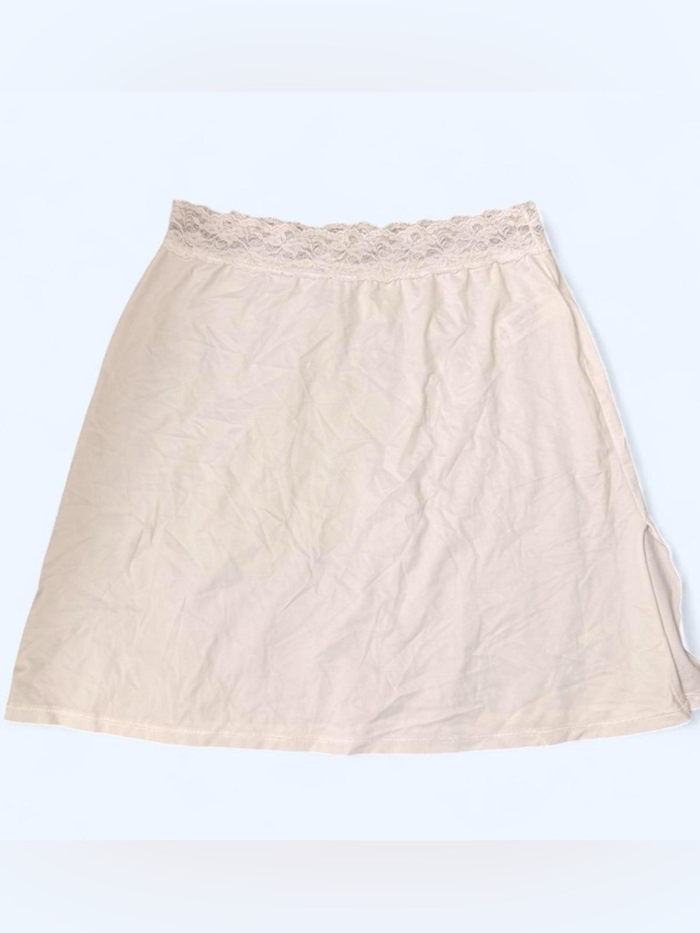 Lace-Trim White Slip Skirt